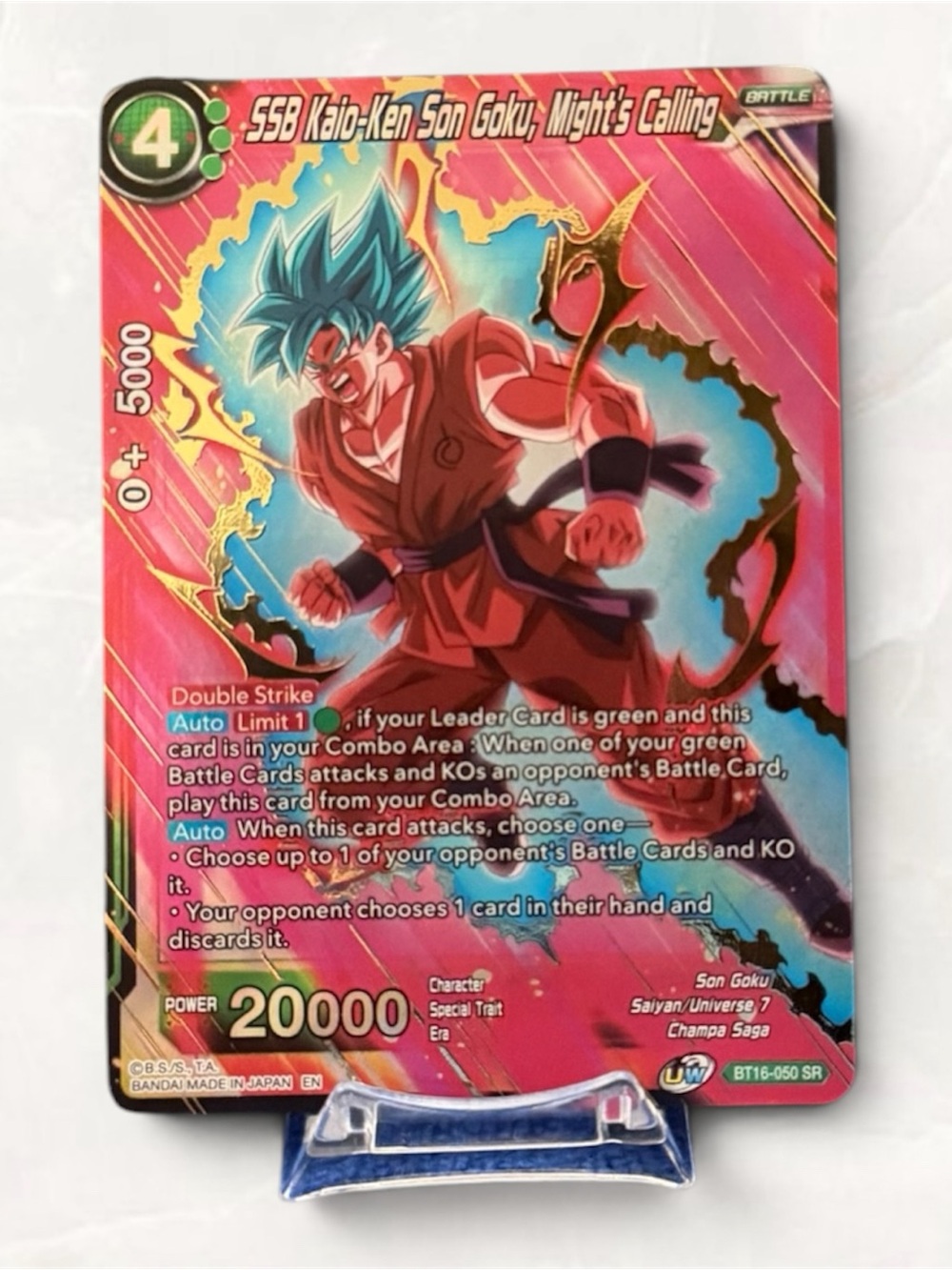 2020 Dragon Ball Super CG SSB Kaio-Ken Son Goku, Might's Calling #BT16-050 SR